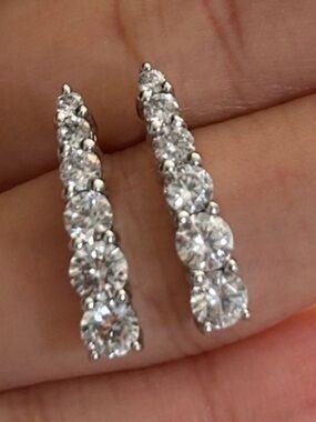 Ross+Simons Classic Silver Cubic Zirconia Drop Earrings - Sterling Silver